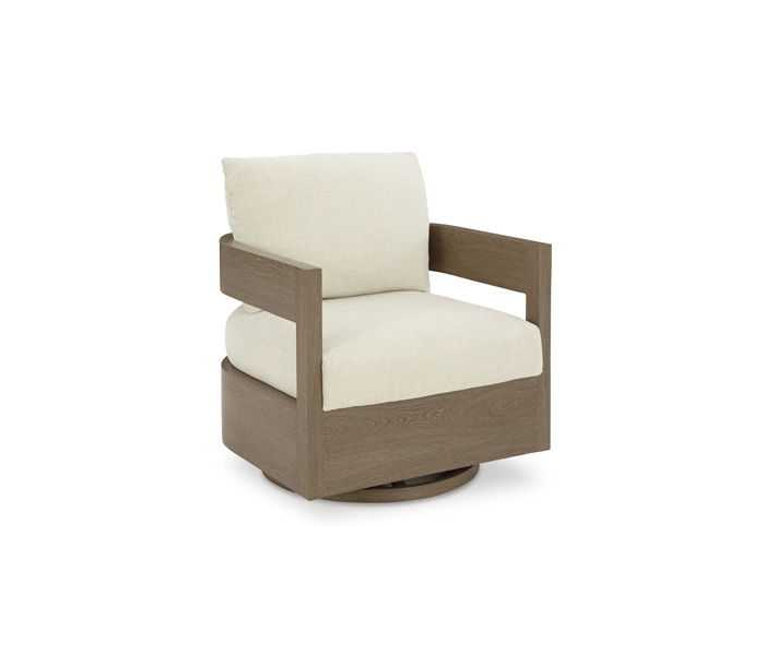 Serene Bay - Dark Brown / White - Swivel Glider Chair With Cushion