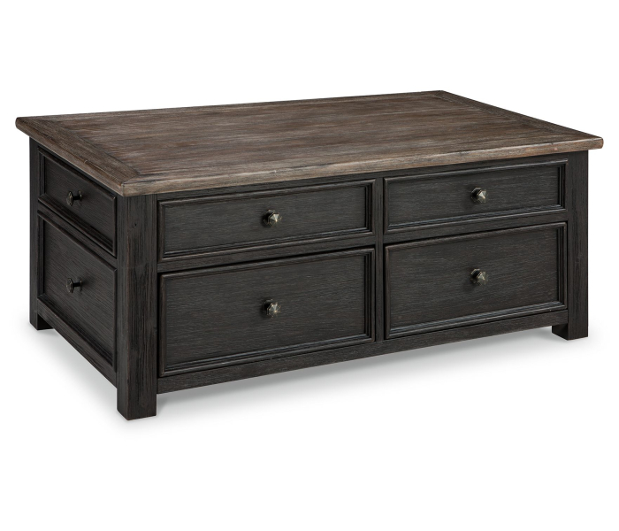 Tyler Creek - Grayish Brown / Black - Lift Top Cocktail Table, 46"