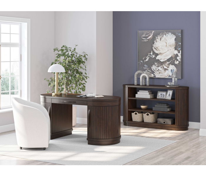 Korestone - Warm Brown - 3 Pc. - Home Office Desk, Chair, Credenza