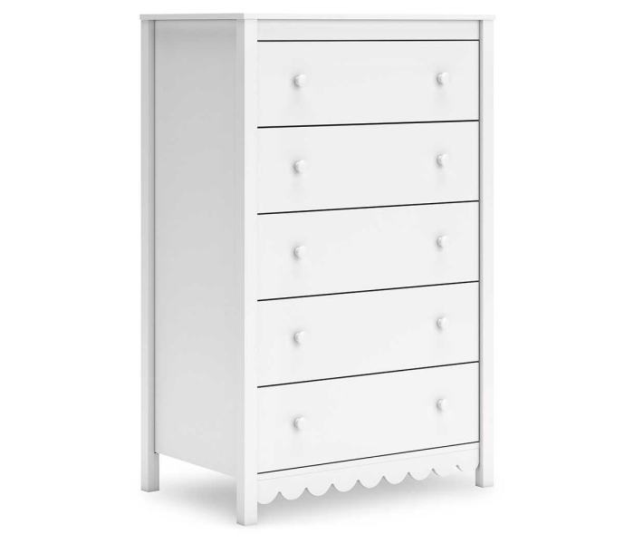 Hallityn - White - Five Drawer Chest, 49.65" Tall