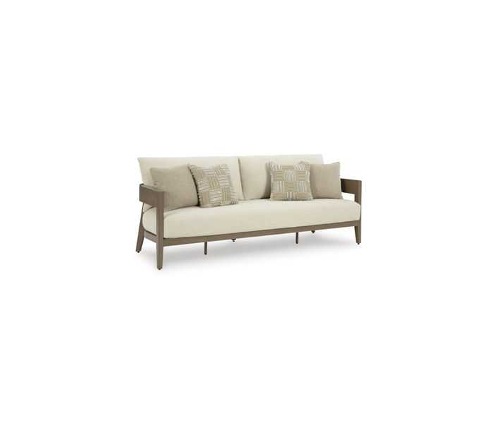 Serene Bay - Dark Brown / White - Sofa With Cushion, 87.48"