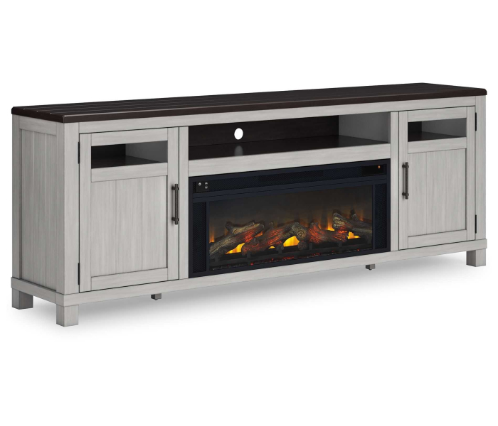 Darborn - Gray / Brown - 88" TV Stand With Electric Infrared Fireplace Insert