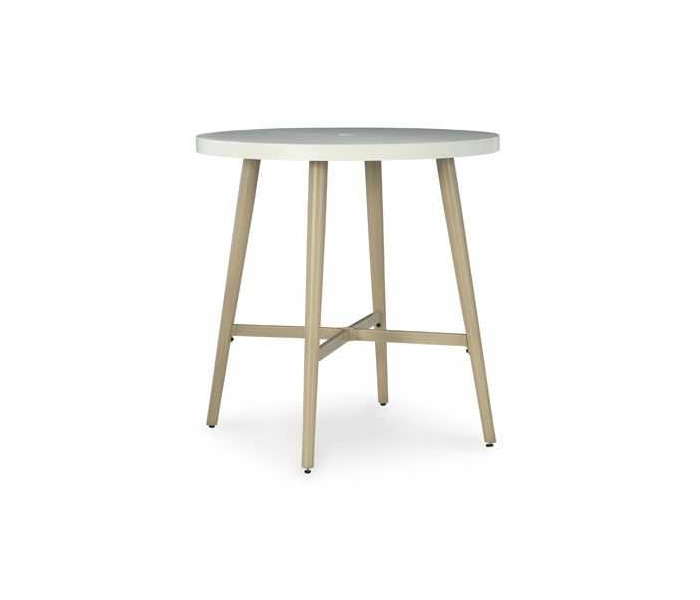 Seton Creek - Beige - Round Bar Table With Umbrella Option, 40"