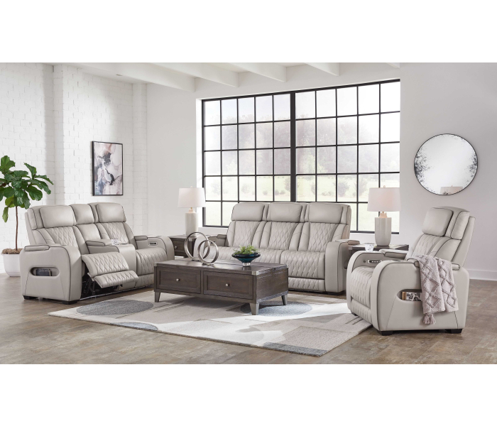 Boyington - Gray - 3 Pc. - Power Reclining Sofa, Power Reclining Loveseat, Power Recliner