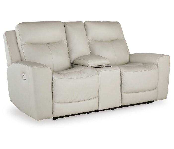 Mindanao - Coconut - Power Reclining Loveseat With Console / Adj Hdrst