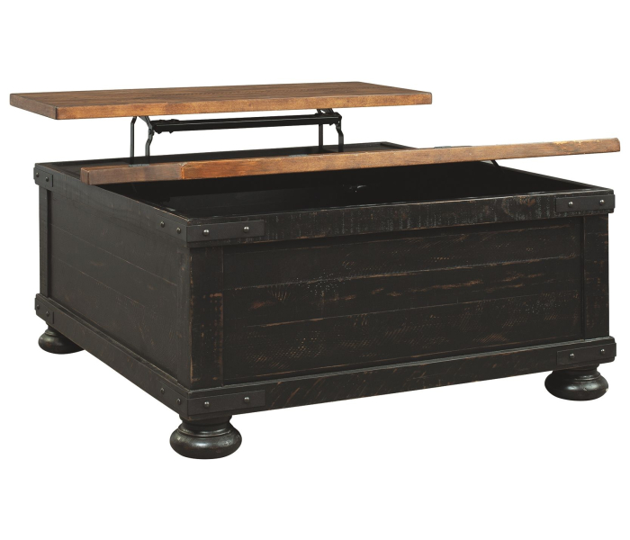 Valebeck - Black / Brown - Lift Top Cocktail Table, 36"