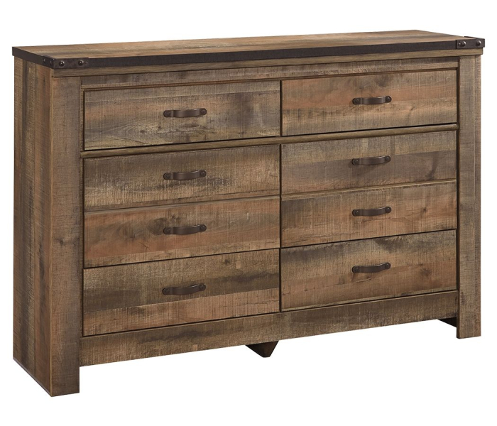 Trinell - Brown Dark - Six Drawer Dresser - 61.34" x 15.98" x 42.99", 61.34" Wide