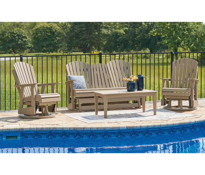 Hyland Wave - Driftwood - 4 Pc. - Glider Loveseat, 2 Swivel Glider Chairs, Cocktail Table
