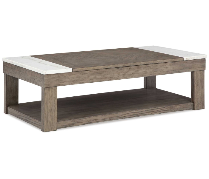 Loyaska - Grayish Brown / White - Lift Top Cocktail Table, 56.13"