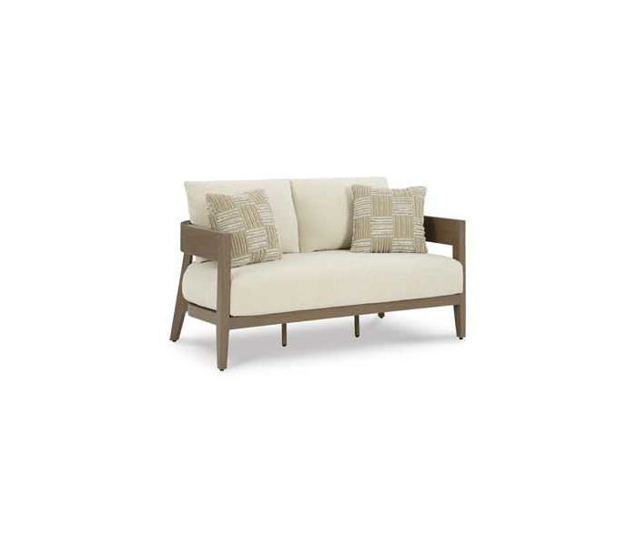 Serene Bay - Dark Brown / White - Loveseat With Cushion