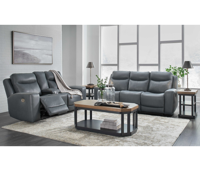 Mindanao - Steel - 2 Pc. - Power Reclining Sofa, Power Reclining Loveseat with Console