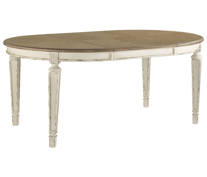 Realyn - Chipped White - Oval Dining Room Extension Table, 48.25"