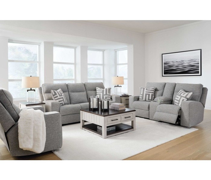 Biscoe - Pewter - 3 Pc. - Power Reclining Sofa, Power Reclining Loveseat, Power Recliner