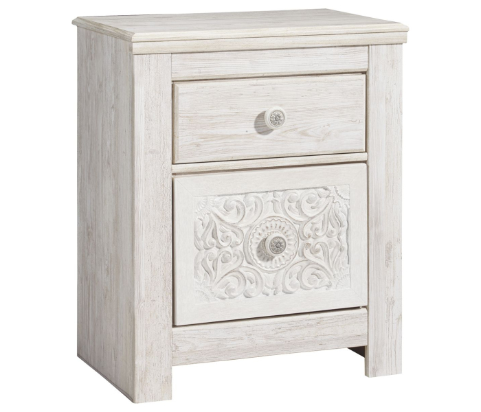 Paxberry - Whitewash - Two Drawer Night Stand