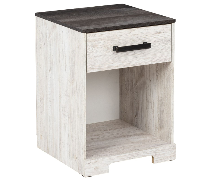 Shawburn - White / Black / Gray - One Drawer Night Stand - Open Cubby