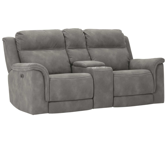 Next-Gen - Slate - Power Reclining Loveseat with Console/Adj Hdrst