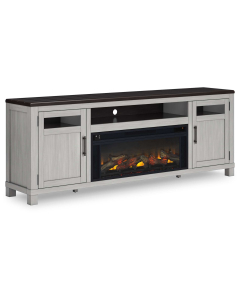 Darborn - Gray / Brown - 88" TV Stand With Electric Infrared Fireplace Insert