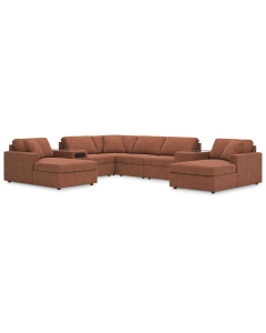 Cozymax - Spice - 8-Piece Double Chaise Sectional With Audio And Storage Consoles, 157"