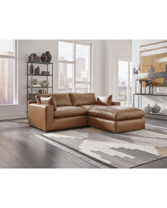 Emilia - Caramel - 3 Pc. - 2-Piece Sectional Loveseat, Ottoman