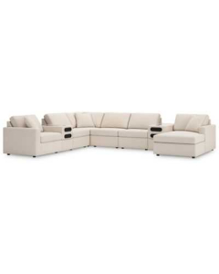 Cozymax - Oyster - 8-Piece Sectional With Raf Corner Chaise And Audio Consoles, 157"