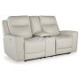 Mindanao - Coconut - Power Reclining Loveseat With Console / Adj Hdrst