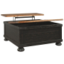 Valebeck - Black / Brown - Lift Top Cocktail Table, 36"