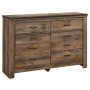 Trinell - Brown Dark - Six Drawer Dresser - 61.34" x 15.98" x 42.99", 61.34" Wide