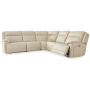 Double Deal - Almond - 5-Piece Power Reclining Sectional, 122.5"