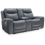Mindanao - Steel - Power Reclining Loveseat with Console /Adj Hdrst