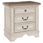 Realyn - White / Brown / Beige - Three Drawer Night Stand