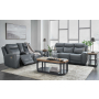 Mindanao - Steel - 2 Pc. - Power Reclining Sofa, Power Reclining Loveseat with Console