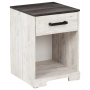 Shawburn - White / Black / Gray - One Drawer Night Stand - Open Cubby